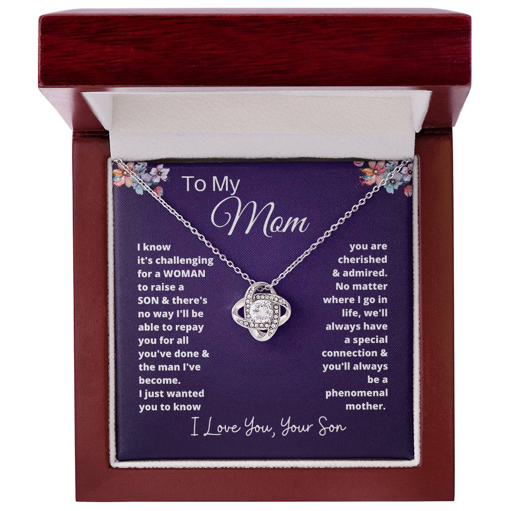 Gift for Mom Love Knot Necklace | Gift for Mom From Son, To My Mom Gift