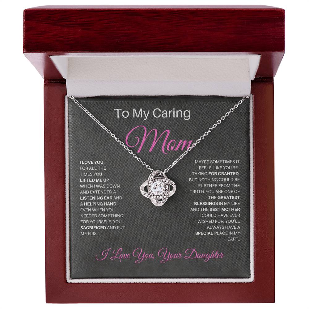 Gift for Mom Love Knot Necklace | Gift for Mom From Daughter, To My Caring Mom Gift, Gift from Daughter, Mom Gift