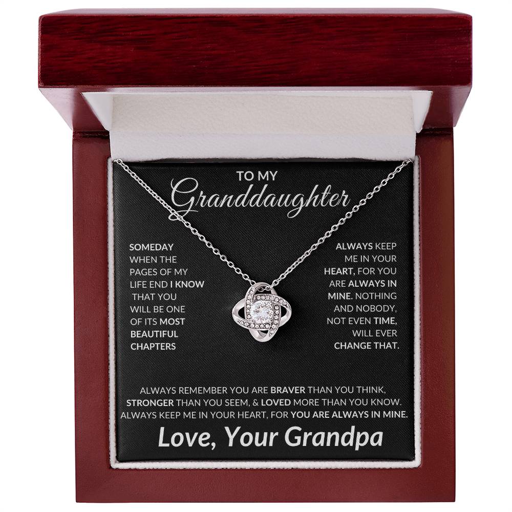 To My Granddaughter Love Knot Necklace | Unique Gift for Granddaughter from Grandpa, Gift from Grandpa