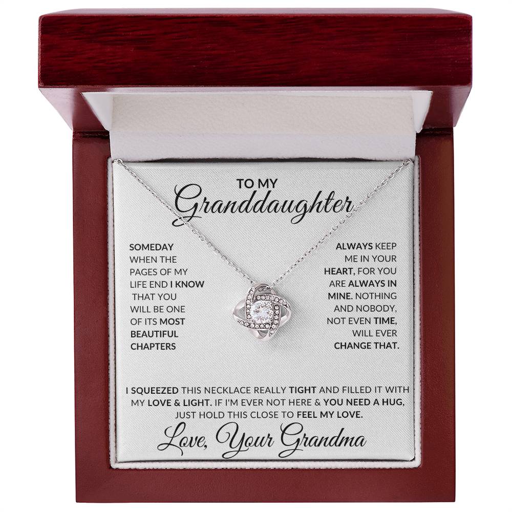 To My Granddaughter, Love Grandma | Gift for Granddaughter from Grandma, Useful Gift for Granddaughter, Love Knot Necklace