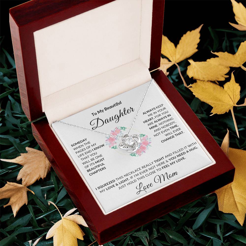 To My Beautiful Daughter Necklace from Mom | Special Gift for Daughter from Mom, Love Knot Necklace