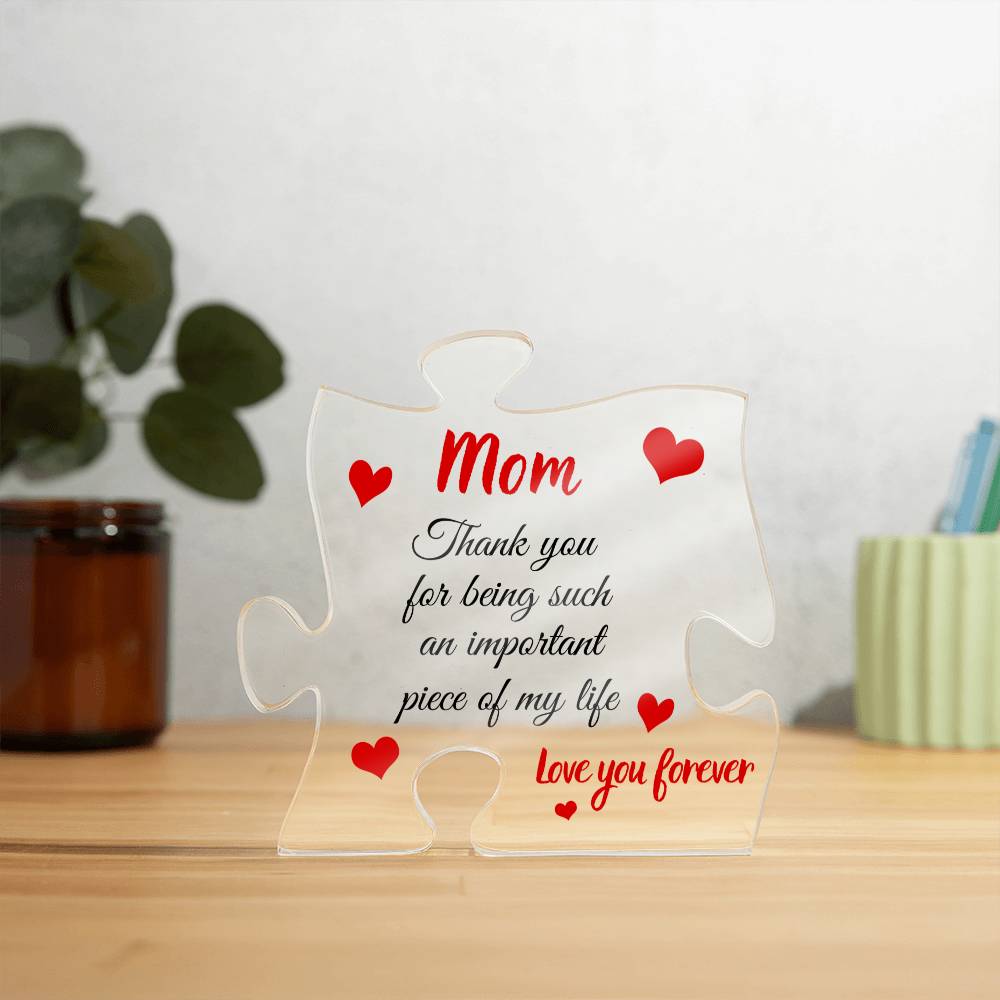 Gift for Mom Acrylic Puzzle Plaque | Useful Gift for Mom from Daughter, Gift from Son, Desk Decoration, Home Decor