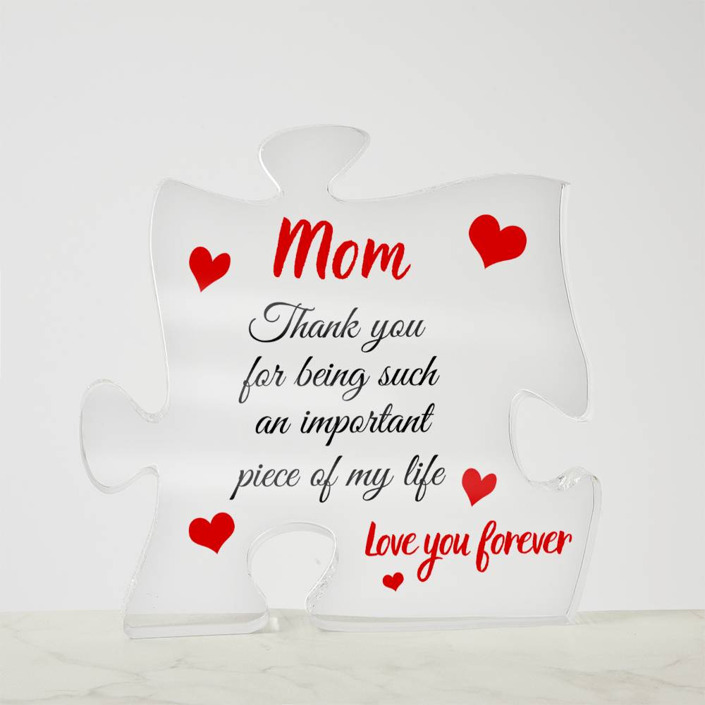 Gift for Mom Acrylic Puzzle Plaque | Useful Gift for Mom from Daughter, Gift from Son, Desk Decoration, Home Decor