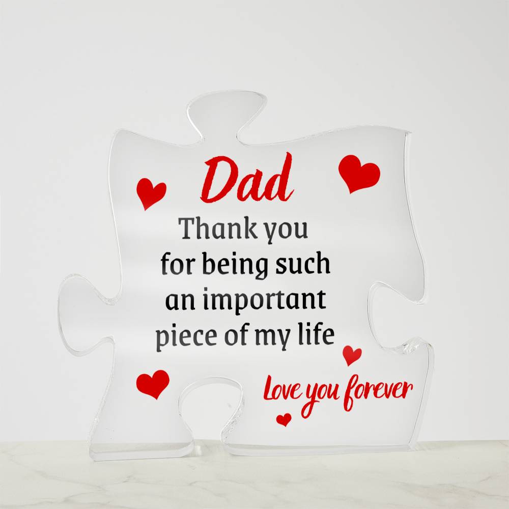 Gift for Dad Acrylic Puzzle Plaque | Unique Gift for Dad from Daughter, Gift from Son, Desk Office Decoration, Home Decor