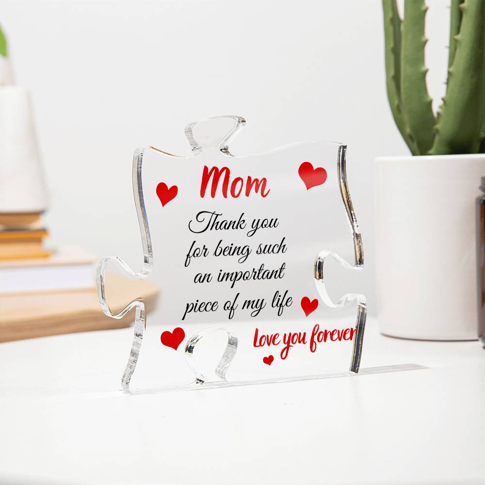 Gift for Mom Acrylic Puzzle Plaque | Useful Gift for Mom from Daughter, Gift from Son, Desk Decoration, Home Decor