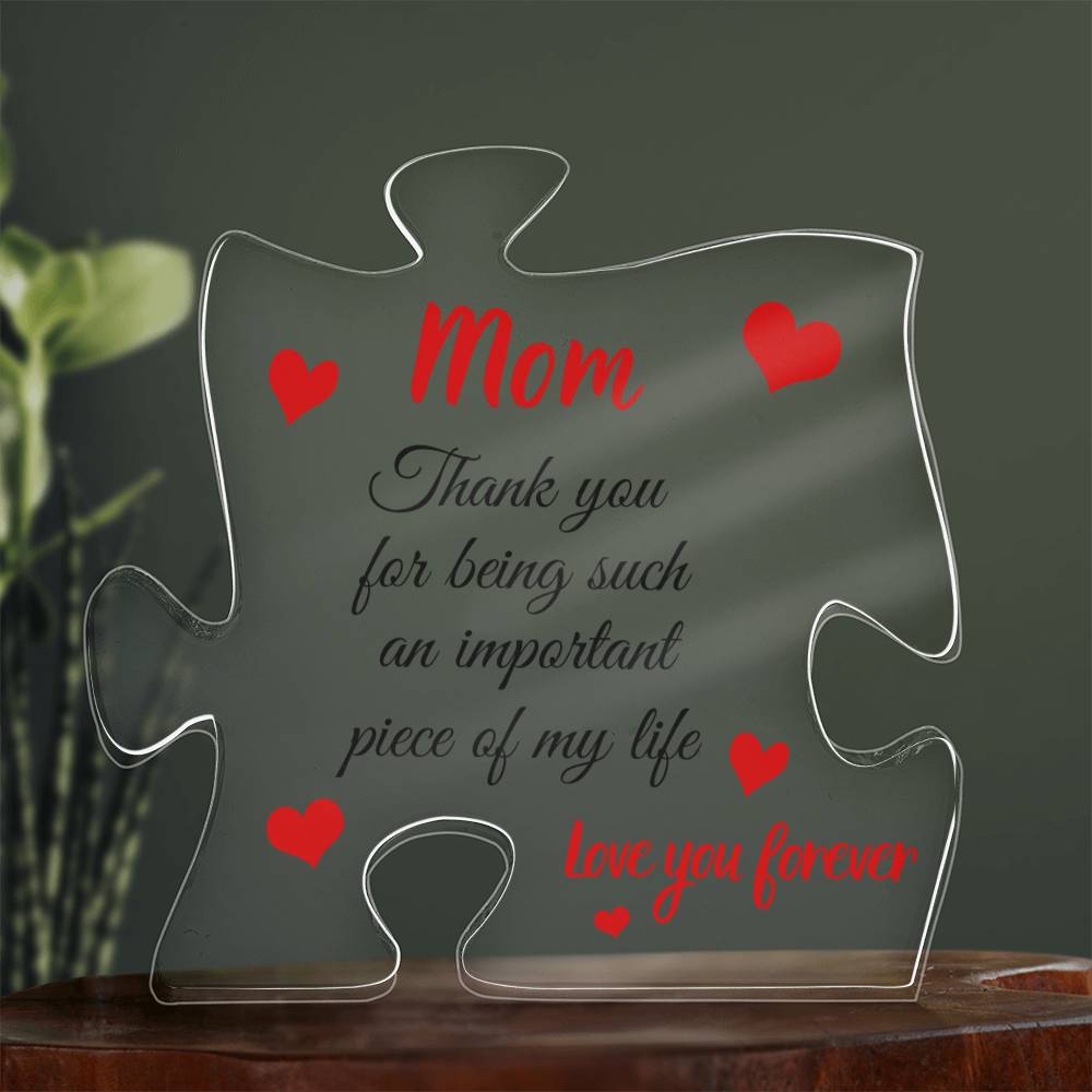 Gift for Mom Acrylic Puzzle Plaque | Useful Gift for Mom from Daughter, Gift from Son, Desk Decoration, Home Decor
