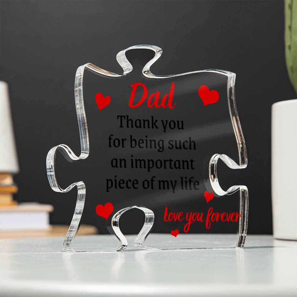 Gift for Dad Acrylic Puzzle Plaque | Unique Gift for Dad from Daughter, Gift from Son, Desk Office Decoration, Home Decor