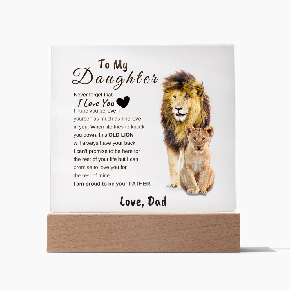 Unique Gift for Daughter from Dad Square Acrylic Plaque | To my Daughter "I LOVE YOU" from Dad, Gift from Dad, Room Decor