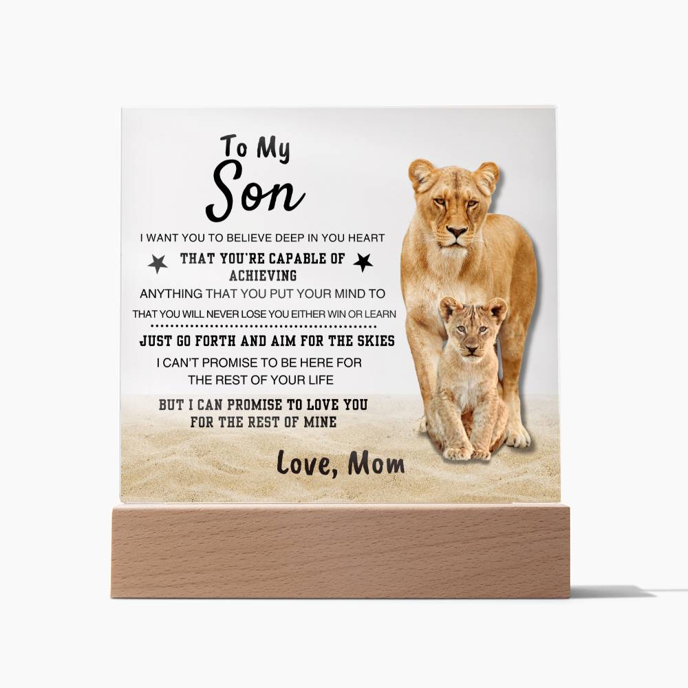 "You Are Capable" Square Acrylic Plaque | Special Gift for Son from Mom, Motivational Plaque Home Decor