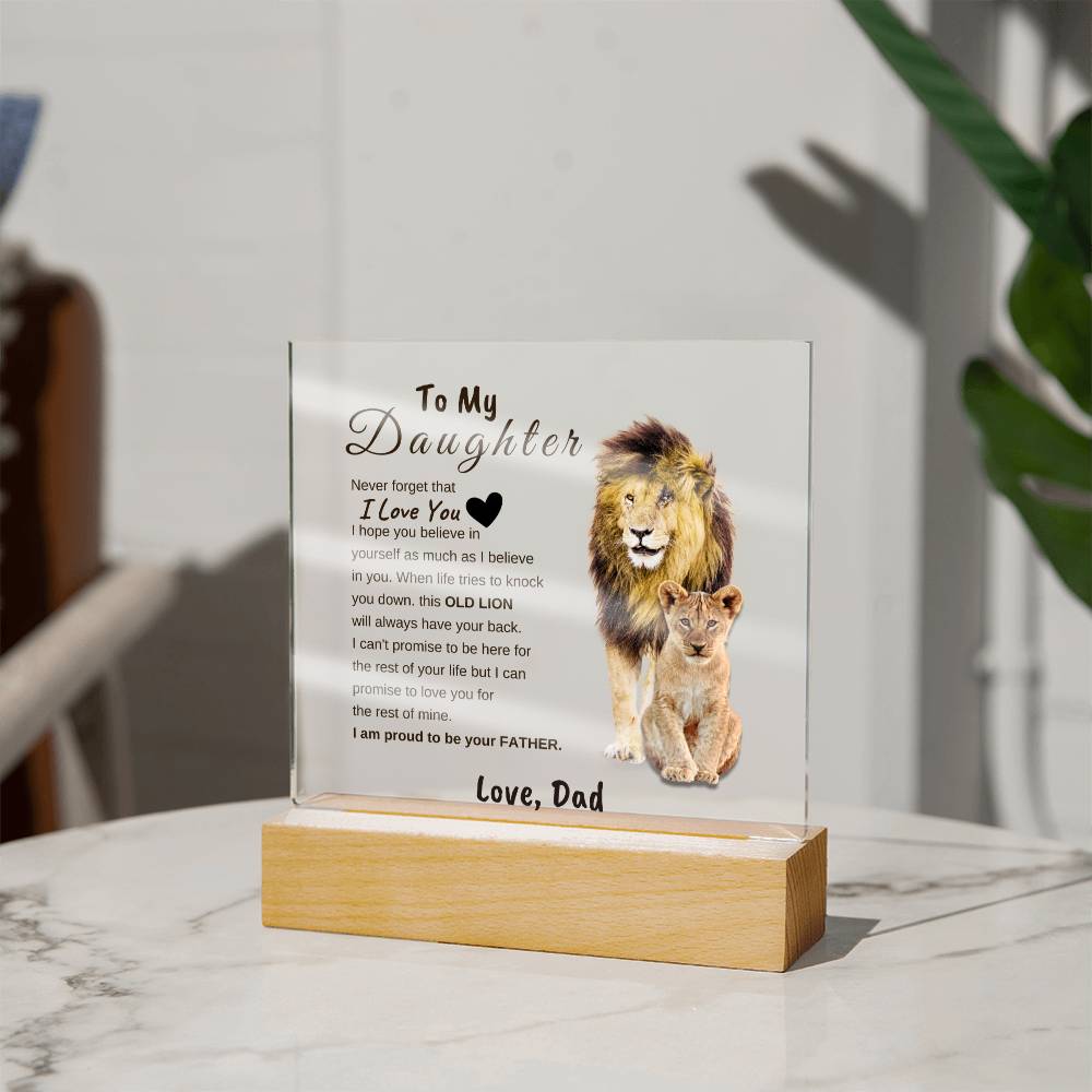 Unique Gift for Daughter from Dad Square Acrylic Plaque | To my Daughter "I LOVE YOU" from Dad, Gift from Dad, Room Decor