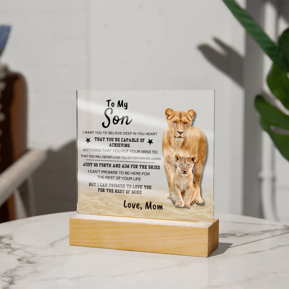 "You Are Capable" Square Acrylic Plaque | Special Gift for Son from Mom, Motivational Plaque Home Decor