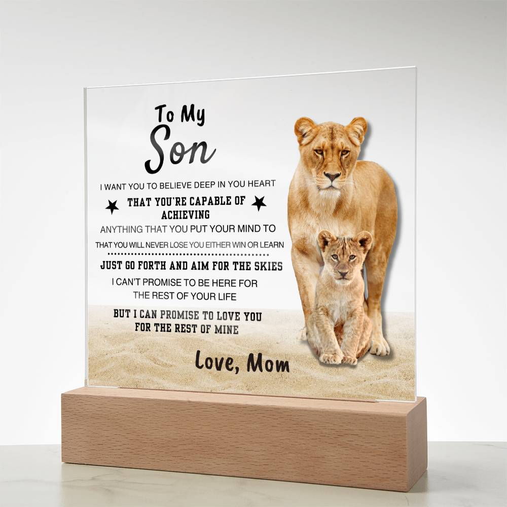 "You Are Capable" Square Acrylic Plaque | Special Gift for Son from Mom, Motivational Plaque Home Decor