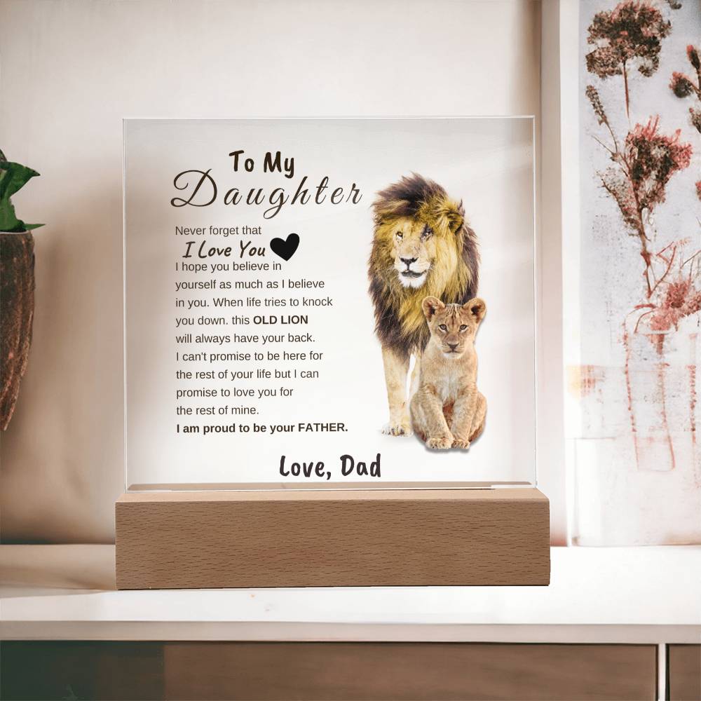 Unique Gift for Daughter from Dad Square Acrylic Plaque | To my Daughter "I LOVE YOU" from Dad, Gift from Dad, Room Decor