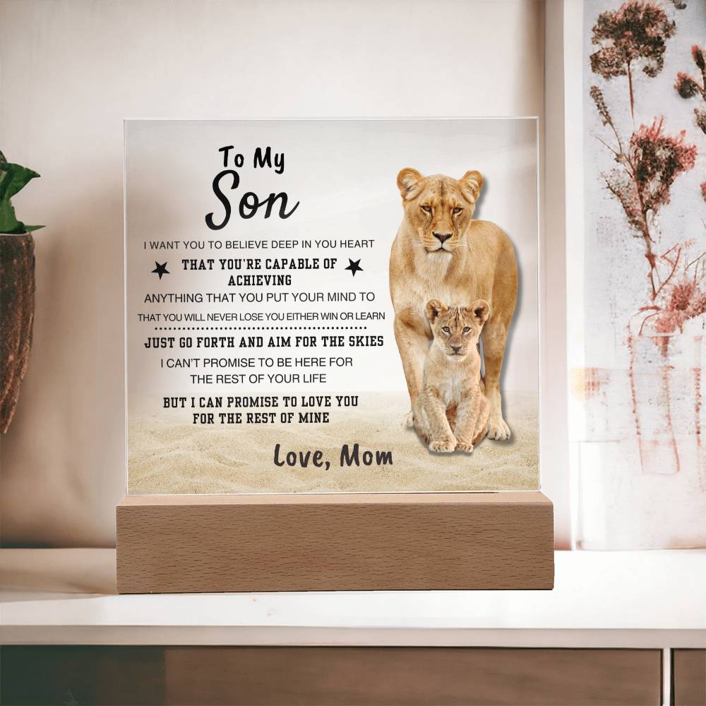 "You Are Capable" Square Acrylic Plaque | Special Gift for Son from Mom, Motivational Plaque Home Decor