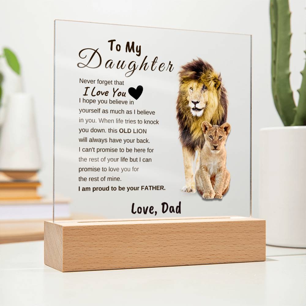 Unique Gift for Daughter from Dad Square Acrylic Plaque | To my Daughter "I LOVE YOU" from Dad, Gift from Dad, Room Decor