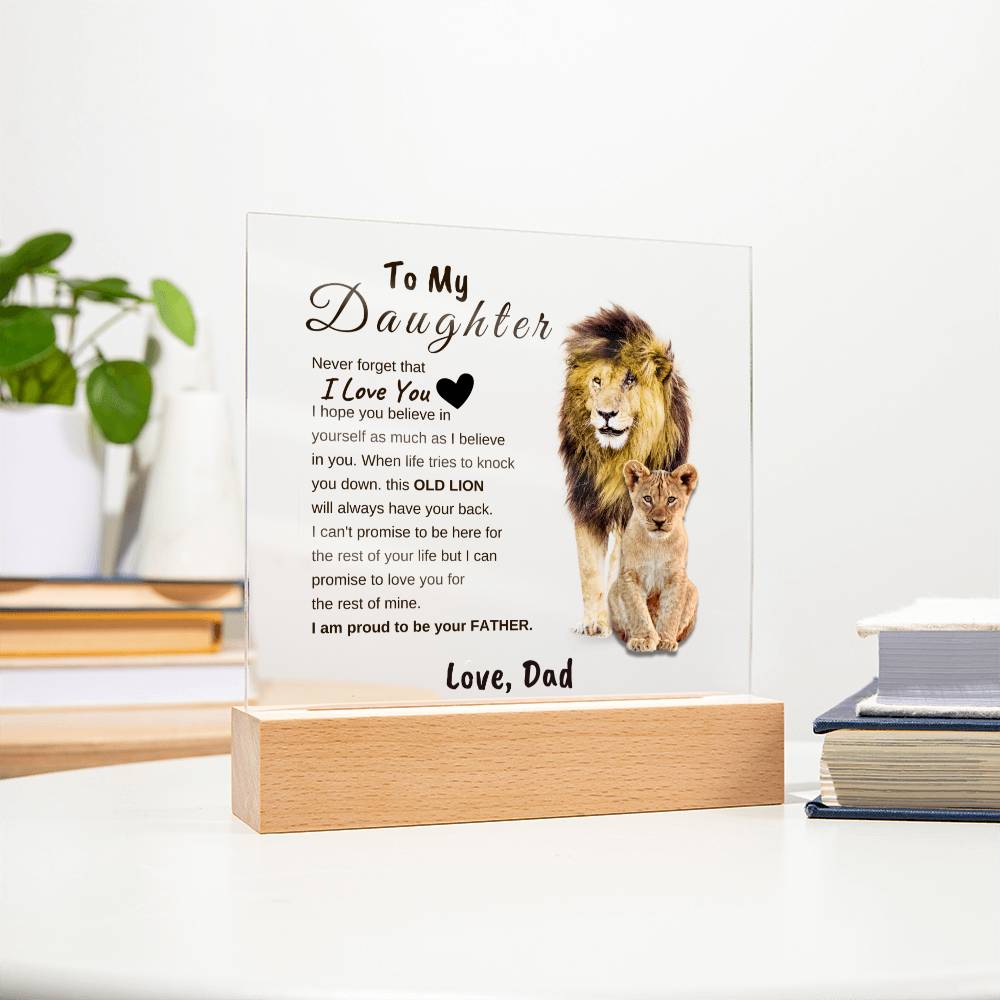 Unique Gift for Daughter from Dad Square Acrylic Plaque | To my Daughter "I LOVE YOU" from Dad, Gift from Dad, Room Decor