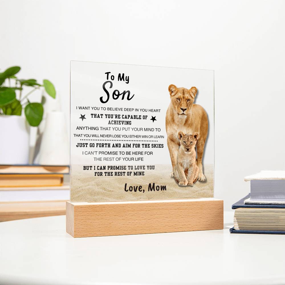 "You Are Capable" Square Acrylic Plaque | Special Gift for Son from Mom, Motivational Plaque Home Decor