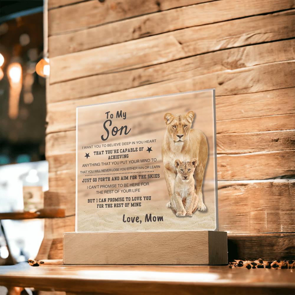 "You Are Capable" Square Acrylic Plaque | Special Gift for Son from Mom, Motivational Plaque Home Decor