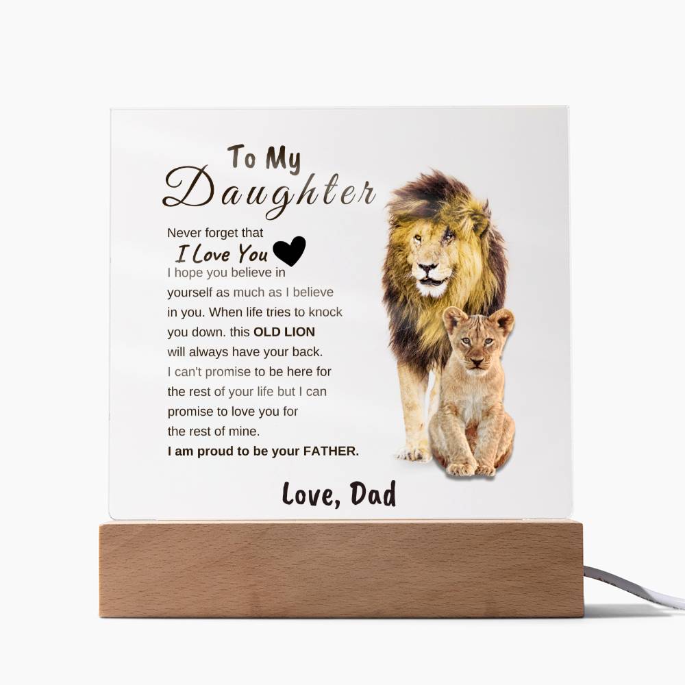 Unique Gift for Daughter from Dad Square Acrylic Plaque | To my Daughter "I LOVE YOU" from Dad, Gift from Dad, Room Decor