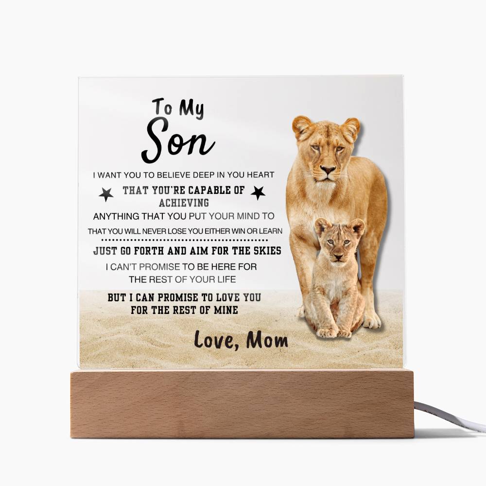 "You Are Capable" Square Acrylic Plaque | Special Gift for Son from Mom, Motivational Plaque Home Decor