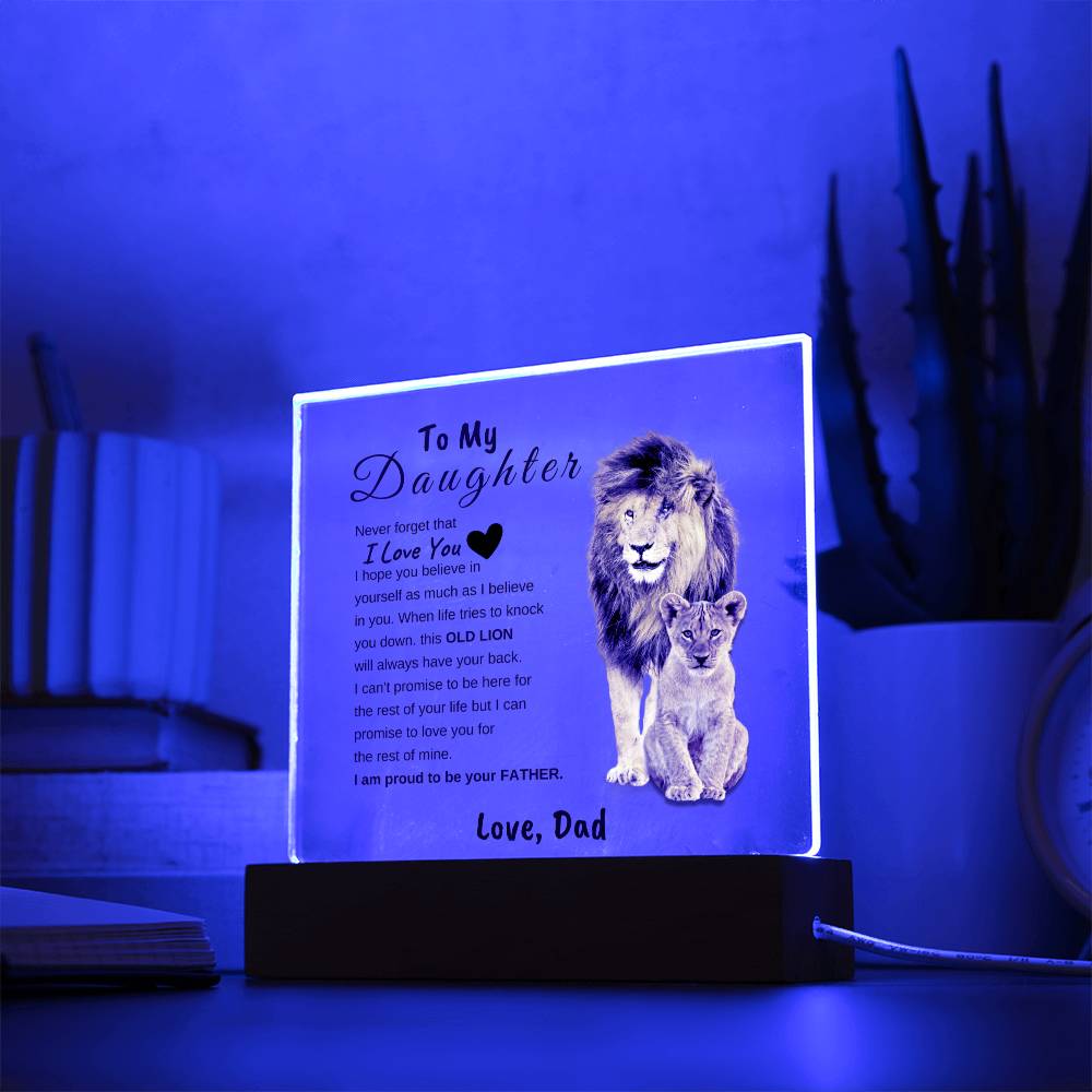 Unique Gift for Daughter from Dad Square Acrylic Plaque | To my Daughter "I LOVE YOU" from Dad, Gift from Dad, Room Decor