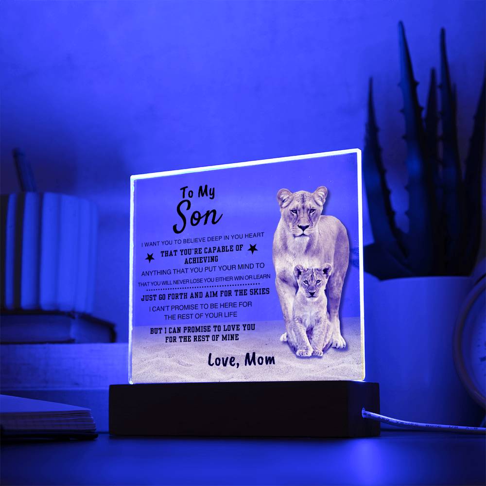 "You Are Capable" Square Acrylic Plaque | Special Gift for Son from Mom, Motivational Plaque Home Decor