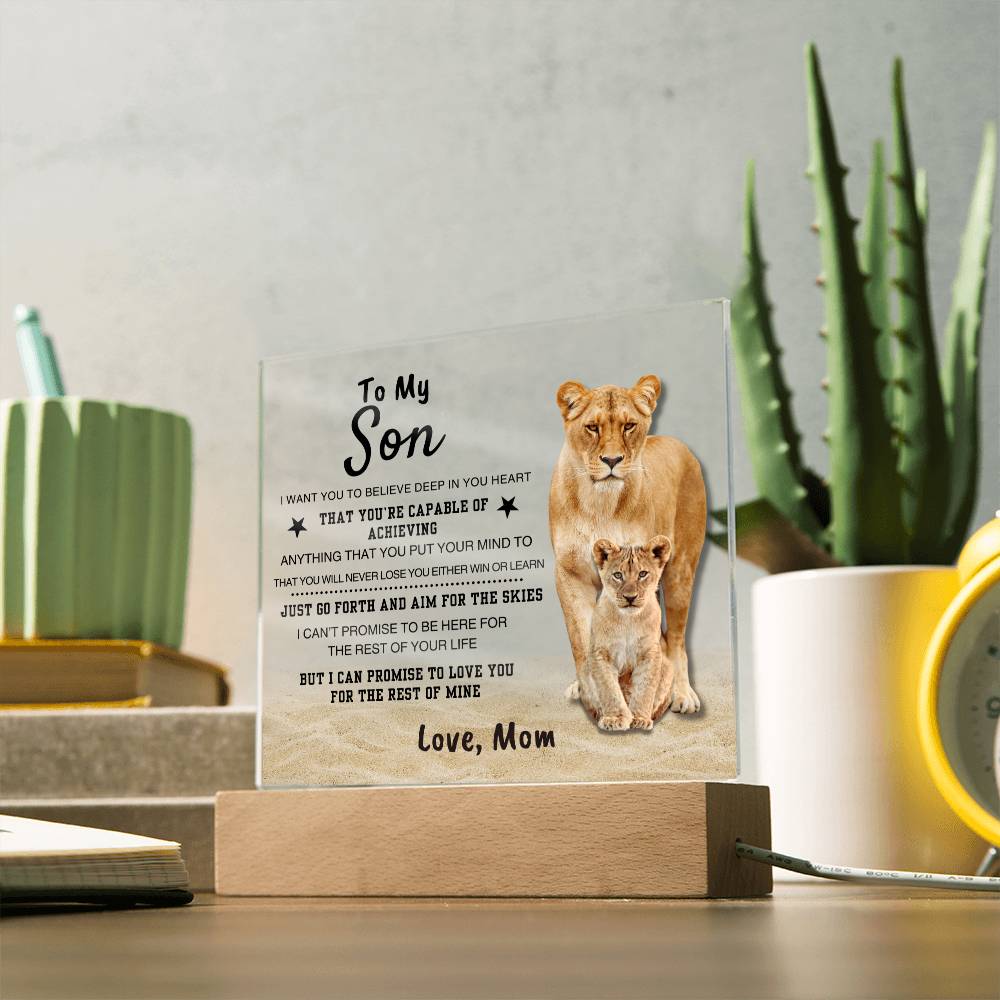 "You Are Capable" Square Acrylic Plaque | Special Gift for Son from Mom, Motivational Plaque Home Decor