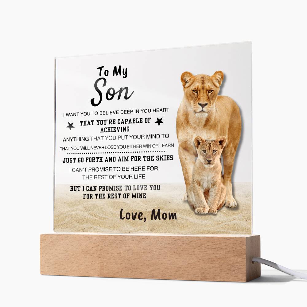 "You Are Capable" Square Acrylic Plaque | Special Gift for Son from Mom, Motivational Plaque Home Decor