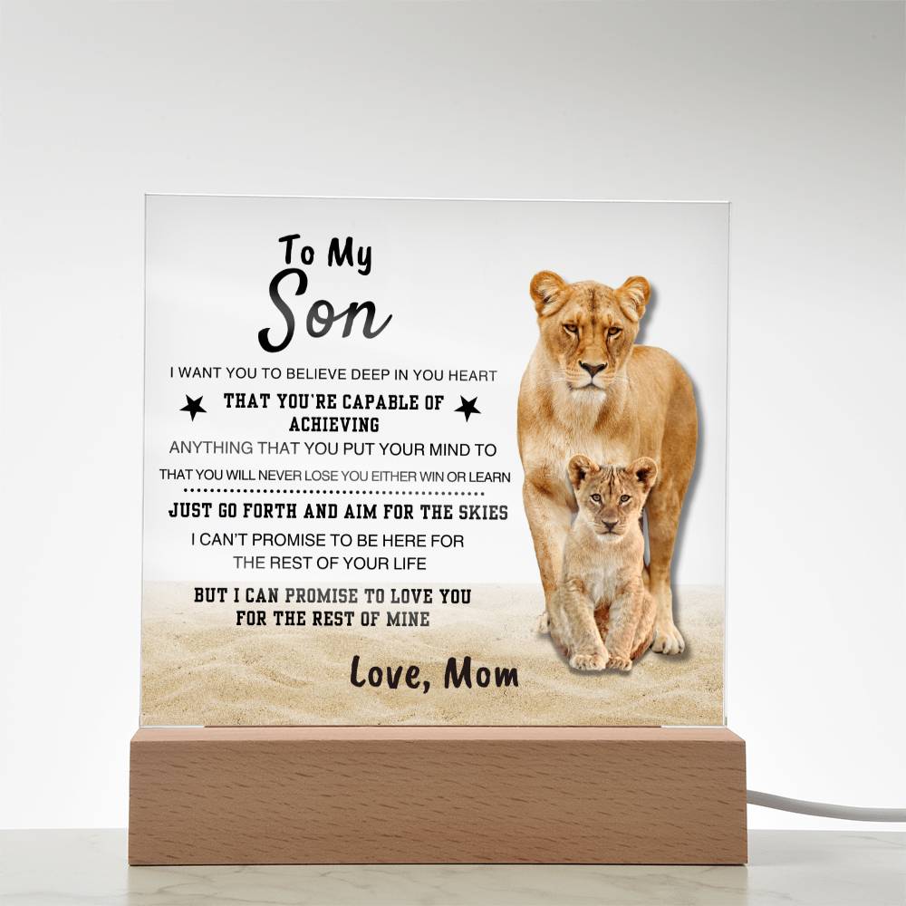 "You Are Capable" Square Acrylic Plaque | Special Gift for Son from Mom, Motivational Plaque Home Decor