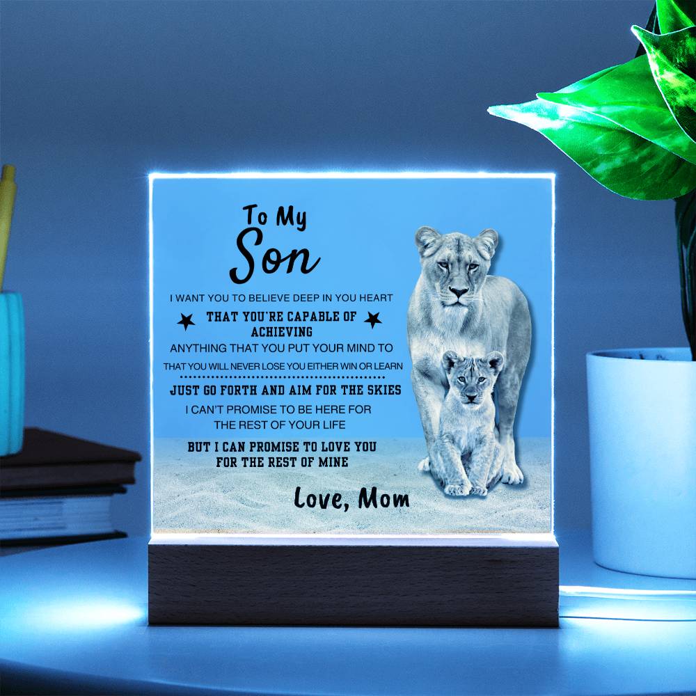 "You Are Capable" Square Acrylic Plaque | Special Gift for Son from Mom, Motivational Plaque Home Decor