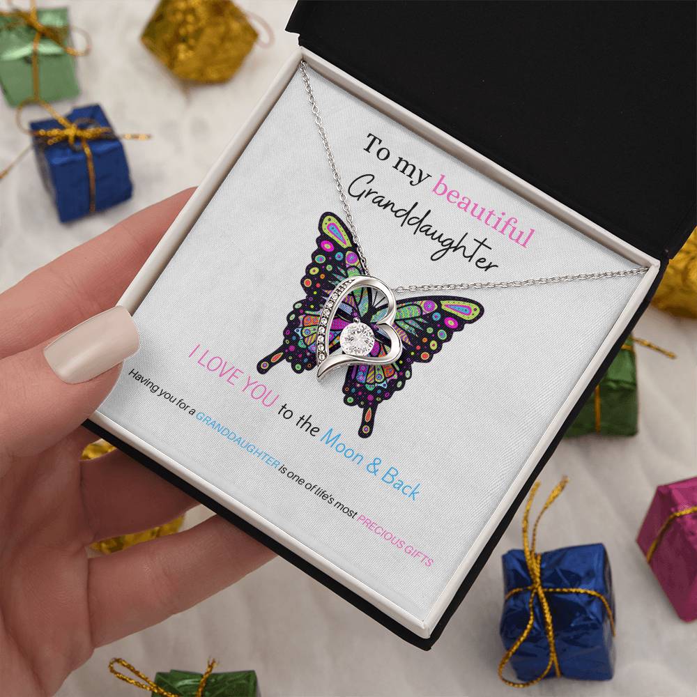 To My Beautiful Granddaughter | Perfect Gift for Granddaughter from Grandma, Gift from Grandpa, Forever Love Necklace