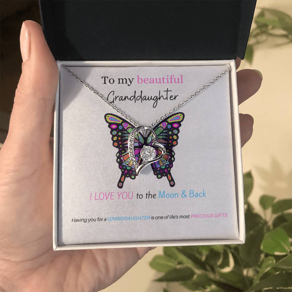 To My Beautiful Granddaughter | Perfect Gift for Granddaughter from Grandma, Gift from Grandpa, Forever Love Necklace