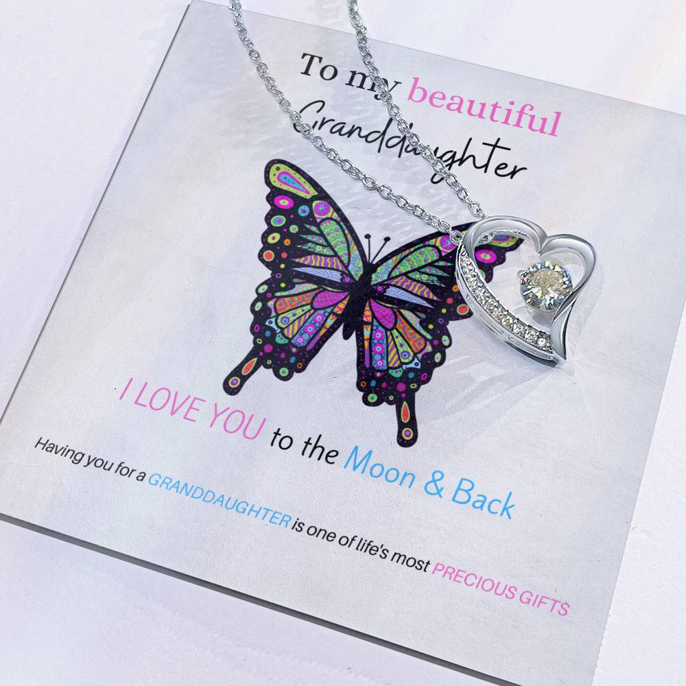 To My Beautiful Granddaughter | Perfect Gift for Granddaughter from Grandma, Gift from Grandpa, Forever Love Necklace