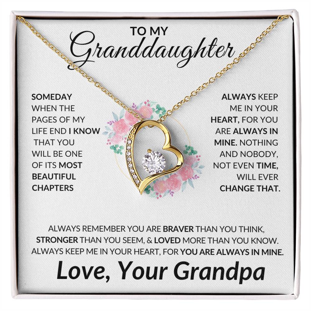 To My Granddaughter, Love Grandpa | Gift for Granddaughter from Grandpa, Unique Gift for Granddaughter, Eternal Heart Necklace