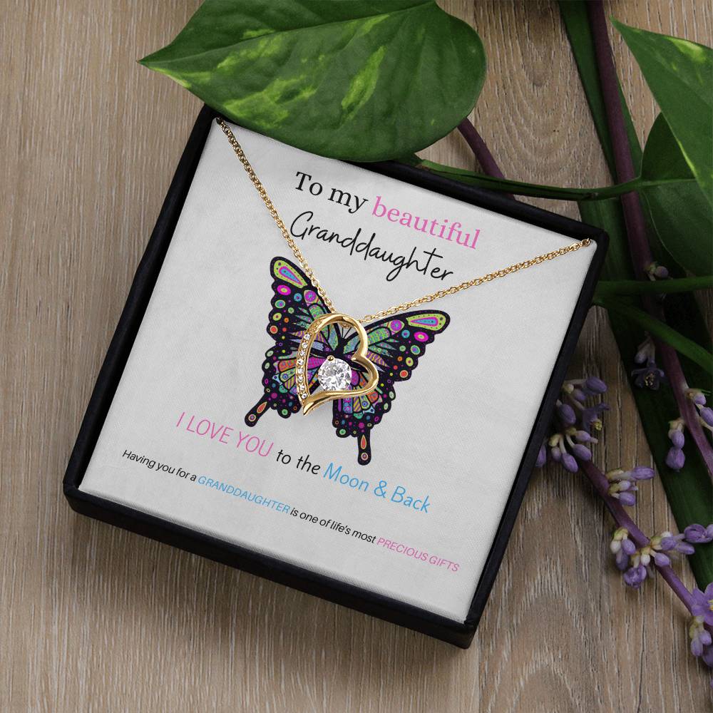 To My Beautiful Granddaughter | Perfect Gift for Granddaughter from Grandma, Gift from Grandpa, Forever Love Necklace