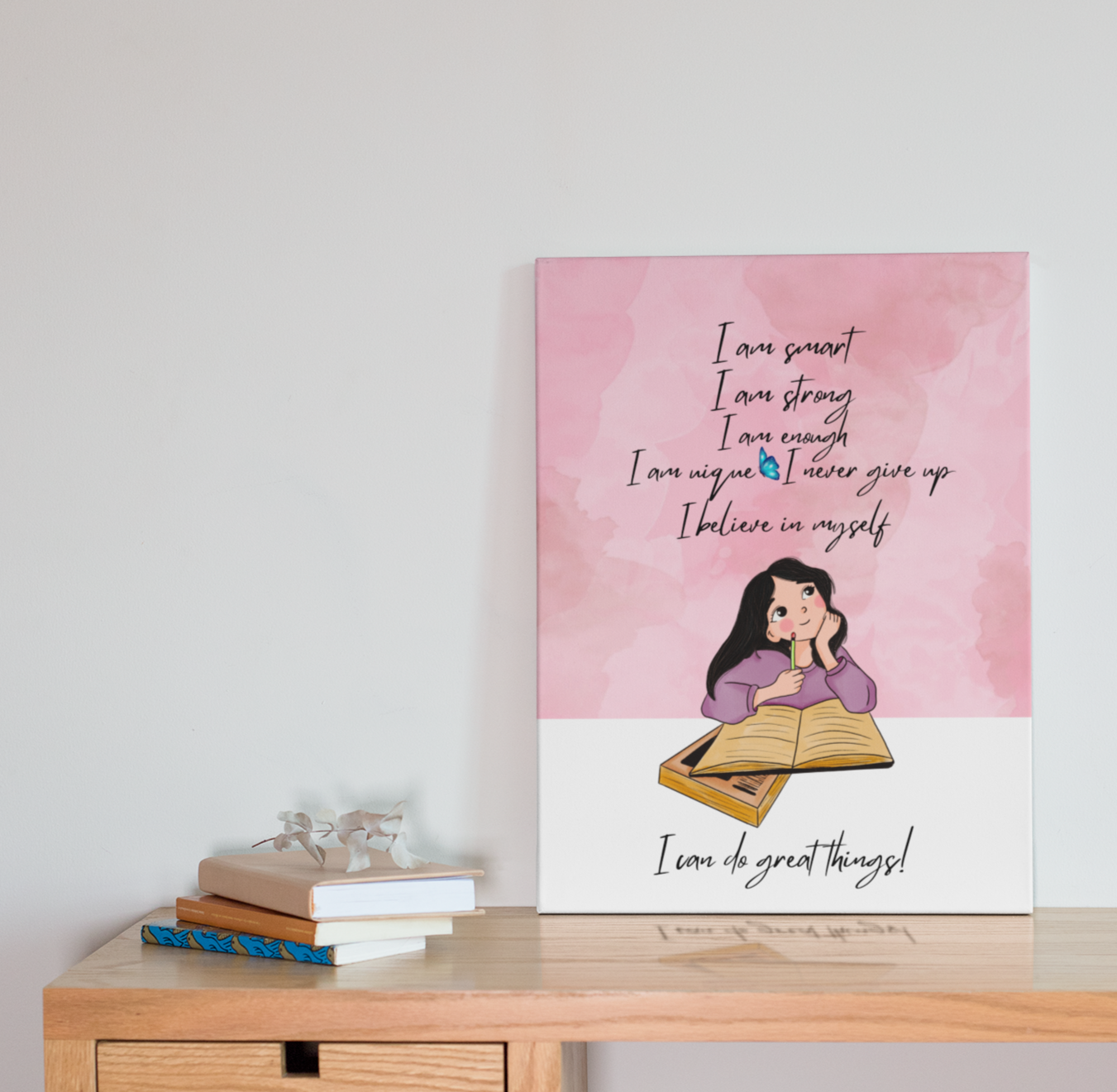 I Am Affirmations Wall Art Canvas Painting | Unique Gift for Daughter from Dad, Gift from Mom, Gift from Grandma, Gift from Grandpa