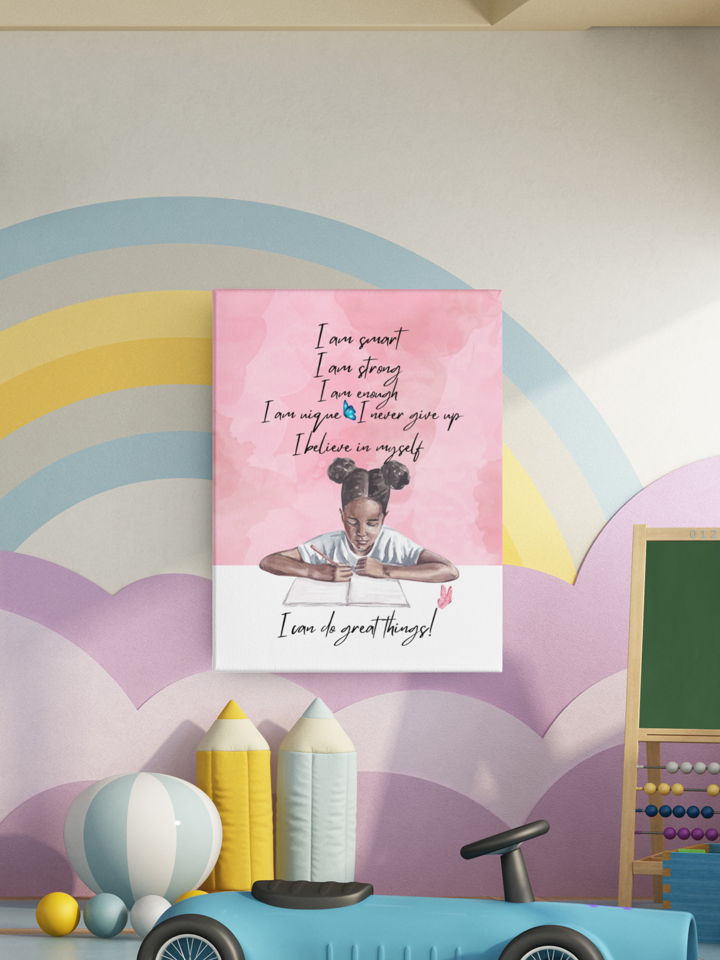 I Am SMART Wall ART Canvas Painting | Good Gift for Daughter from Mom, Gift from Dad, Gift from Grandpa, Gift from Grandma