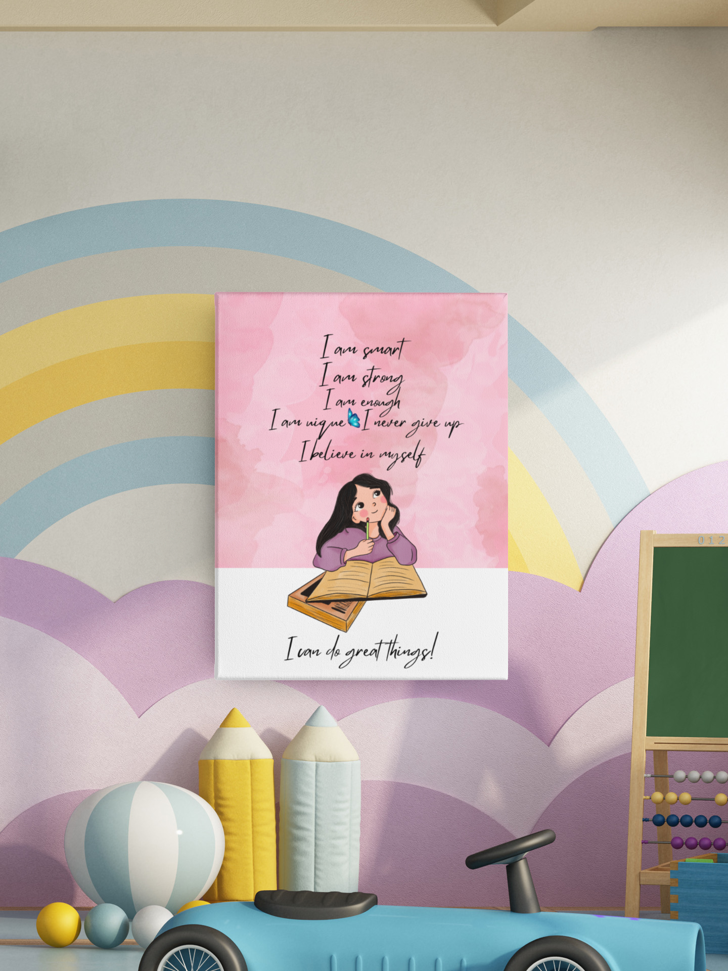 I Am Affirmations Wall Art Canvas Painting | Unique Gift for Daughter from Dad, Gift from Mom, Gift from Grandma, Gift from Grandpa