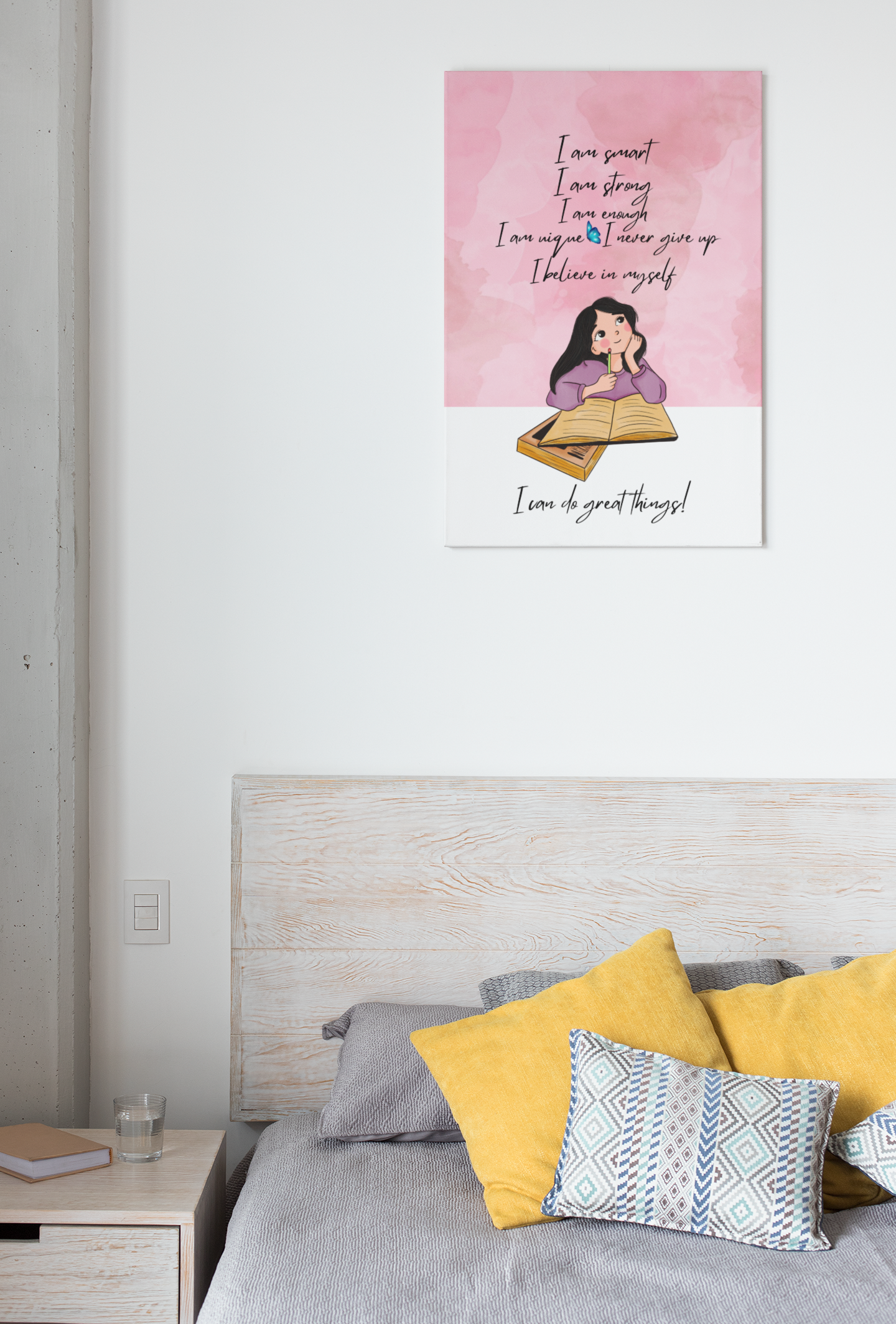 I Am Affirmations Wall Art Canvas Painting | Unique Gift for Daughter from Dad, Gift from Mom, Gift from Grandma, Gift from Grandpa