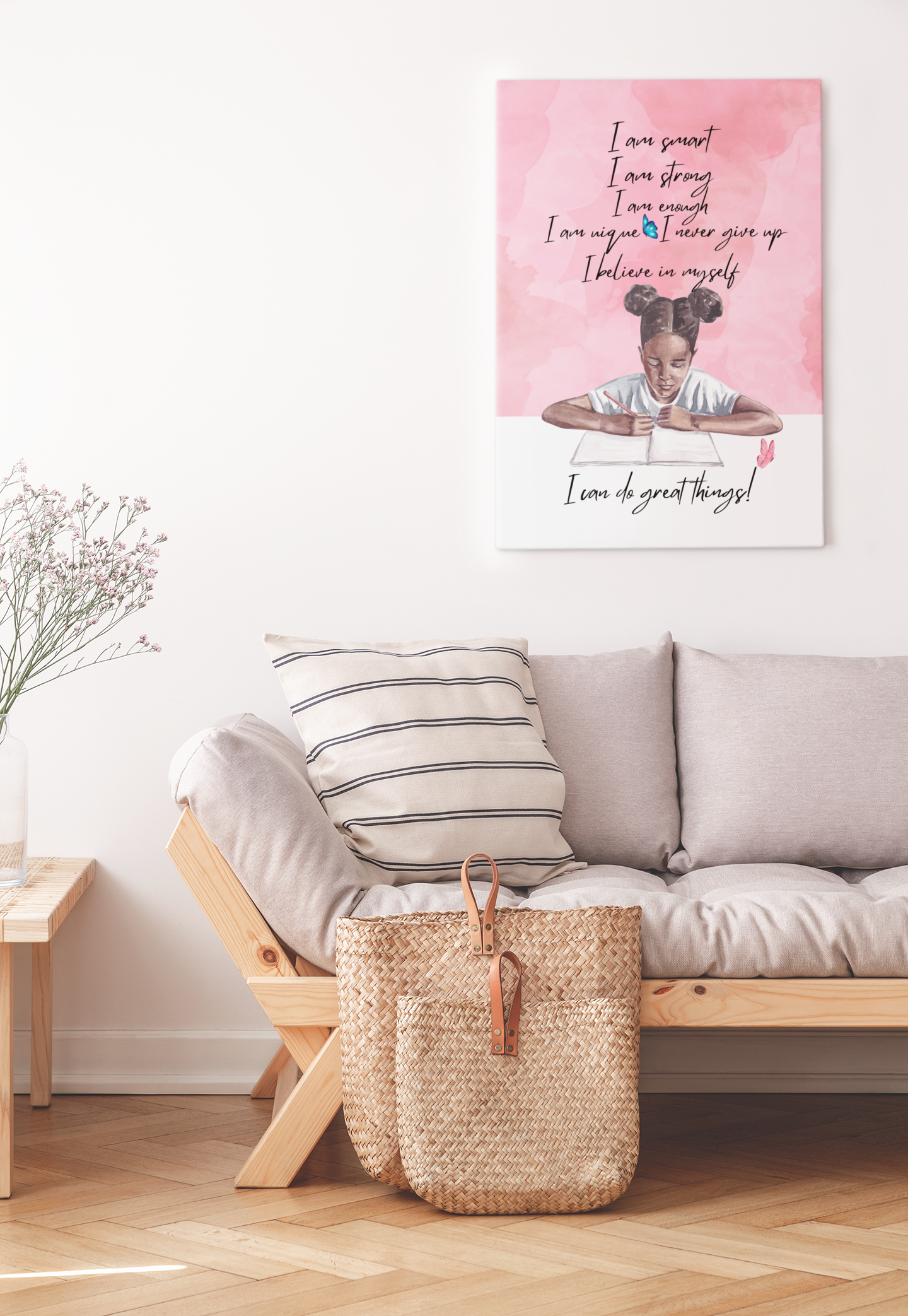 I Am SMART Wall ART Canvas Painting | Good Gift for Daughter from Mom, Gift from Dad, Gift from Grandpa, Gift from Grandma