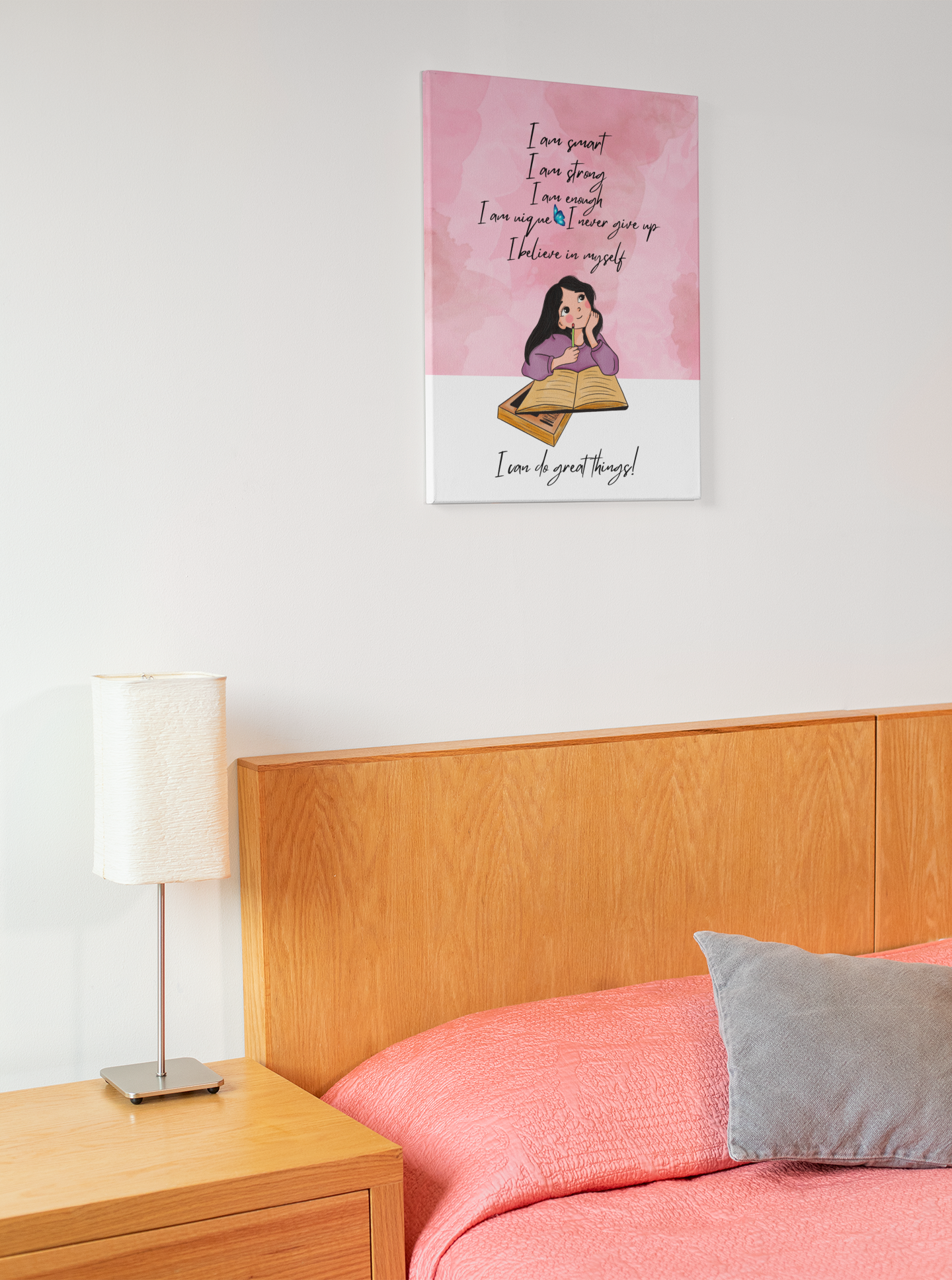 I Am Affirmations Wall Art Canvas Painting | Unique Gift for Daughter from Dad, Gift from Mom, Gift from Grandma, Gift from Grandpa