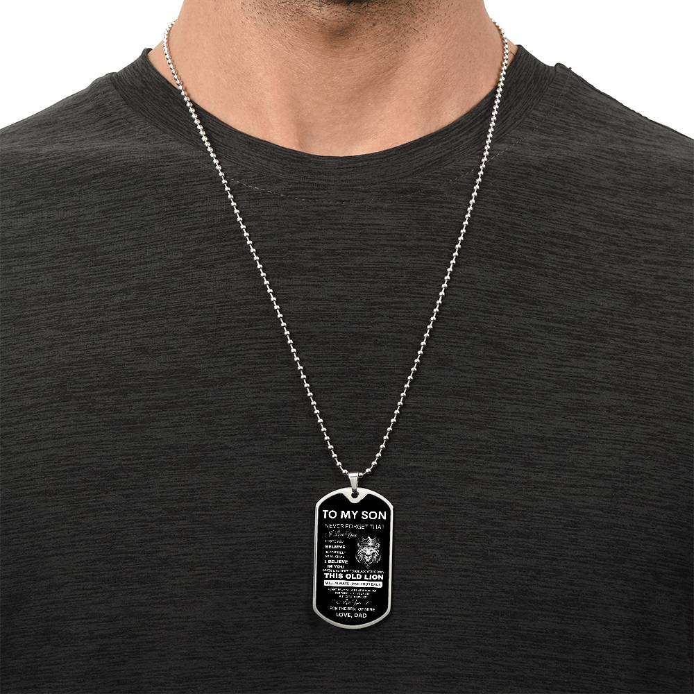 To My Son Personalized Dog Tag Chain | Unique Gift for Son from Dad, Military Dog Tag Necklace