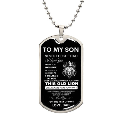 To My Son Personalized Dog Tag Chain | Unique Gift for Son from Dad, Military Dog Tag Necklace