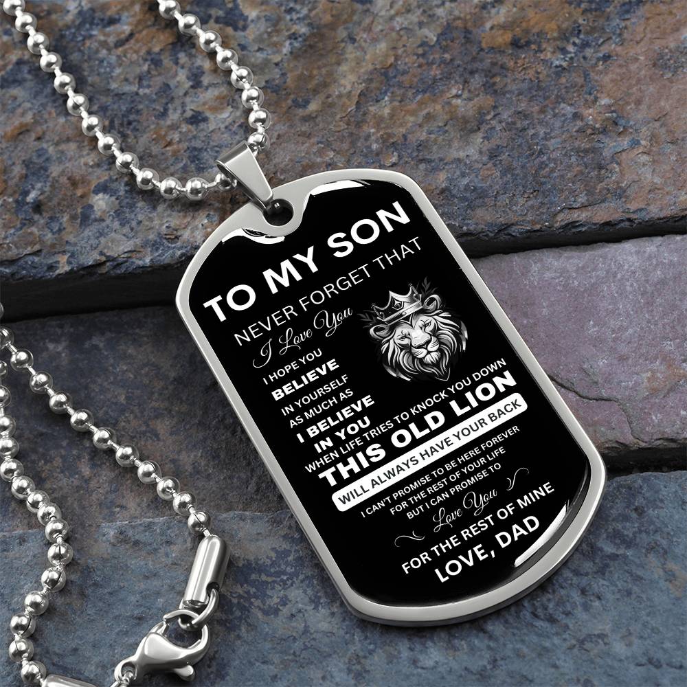 To My Son Personalized Dog Tag Chain | Unique Gift for Son from Dad, Military Dog Tag Necklace