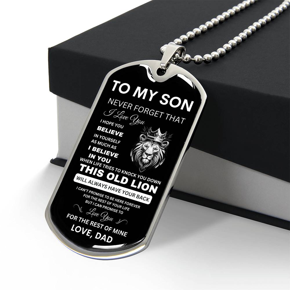 To My Son Personalized Dog Tag Chain | Unique Gift for Son from Dad, Military Dog Tag Necklace