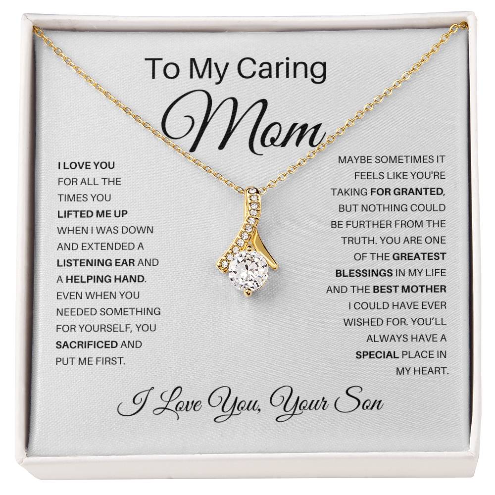 Useful Gifts for Mom from Son | To My Caring Mom Gift from Son Necklace