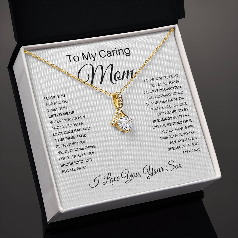 Useful Gifts for Mom from Son | To My Caring Mom Gift from Son Necklace