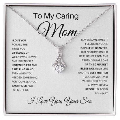 Useful Gifts for Mom from Son | To My Caring Mom Gift from Son Necklace