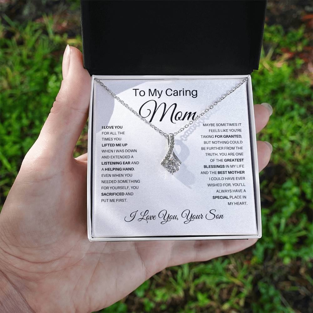 Useful Gifts for Mom from Son | To My Caring Mom Gift from Son Necklace