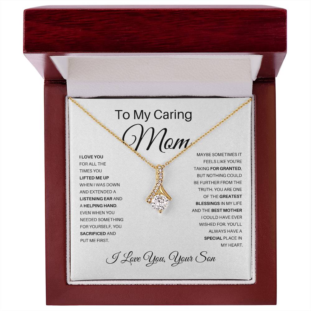 Useful Gifts for Mom from Son | To My Caring Mom Gift from Son Necklace